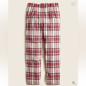 J. Crew X Nello Gori Red Plaid Italian Wool Art To Wear Tartan Preppy Pant SZ 10